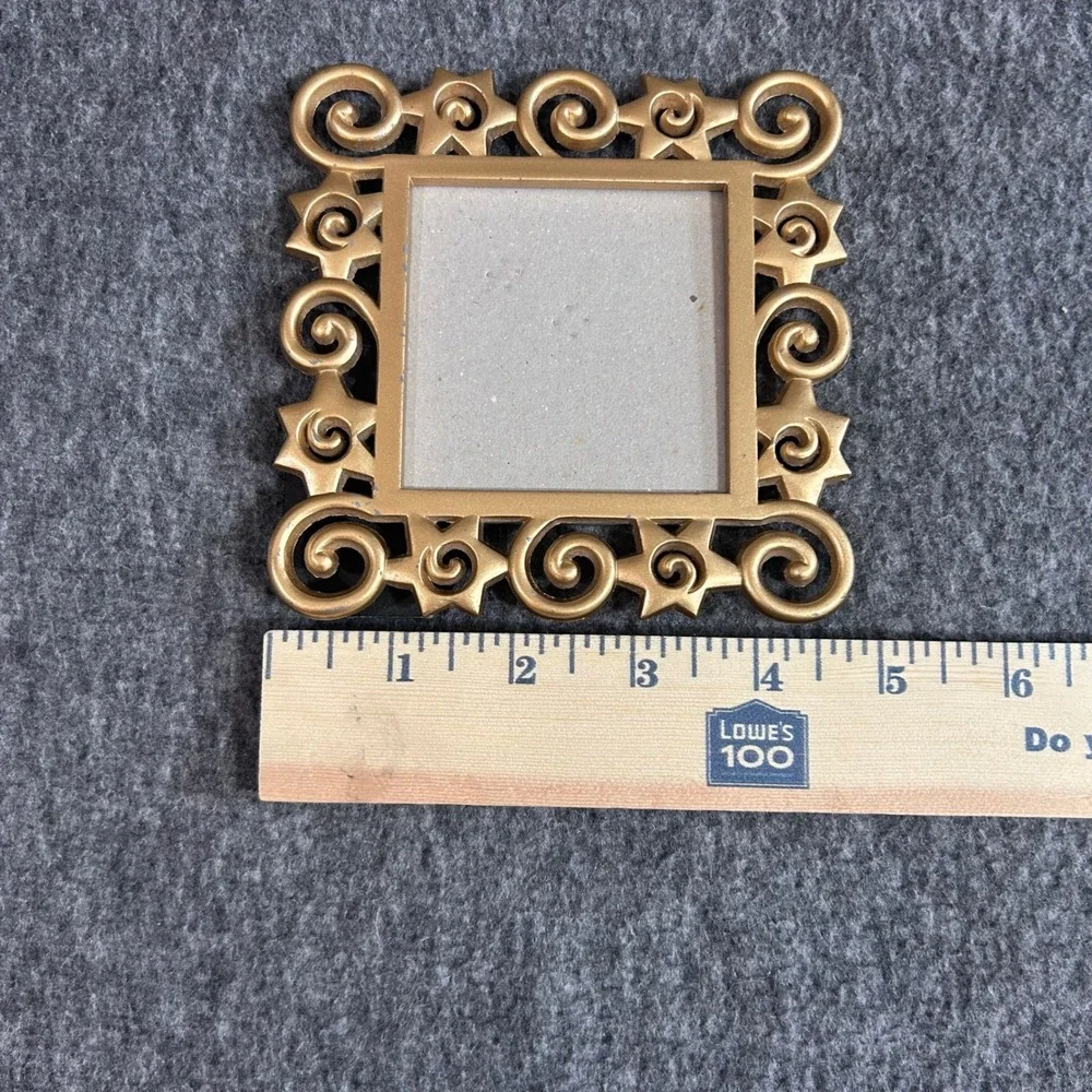 Vintage Elsa L Inc Gold Star Scroll Picture Frame 1996 Celestial 4.75in Square